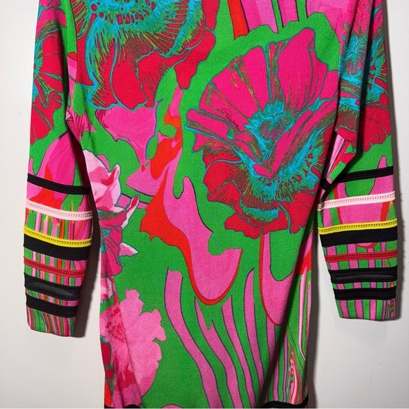 Roberto Cavalli Printed Scoop Neck Long Sleeve Mini Dress Size 44/ Size 8 - Picture 9 of 16